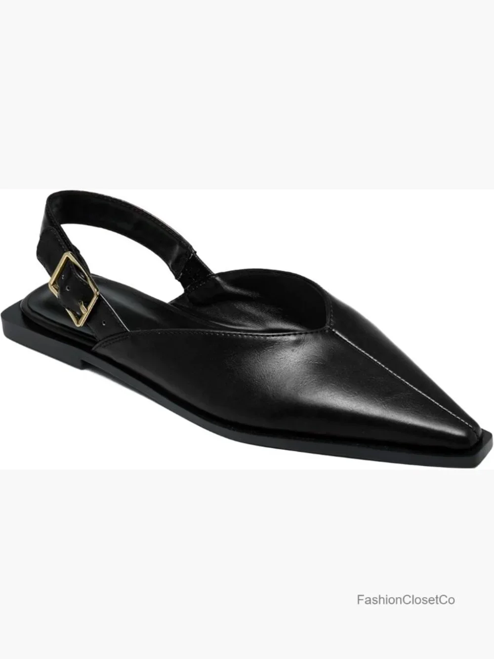 Women's Slingback Flats - Closed Pointed Toe Low Heel Mule Shoes